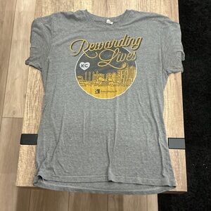 Gray T-Shirt with Gold Graphic